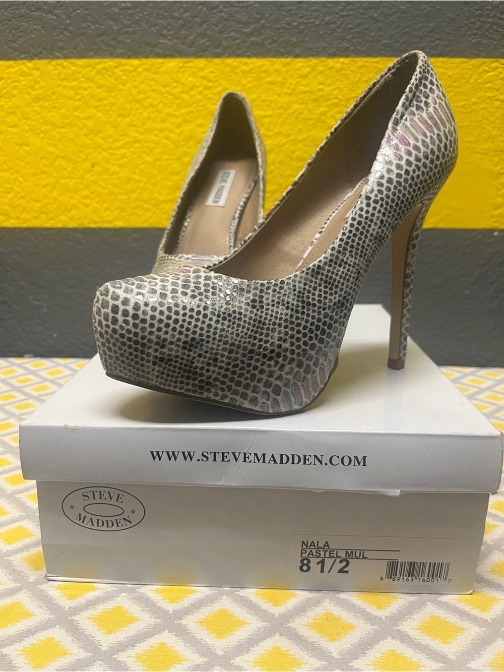 Steve Madden Pastel Multi Snake-Print Platform Pump